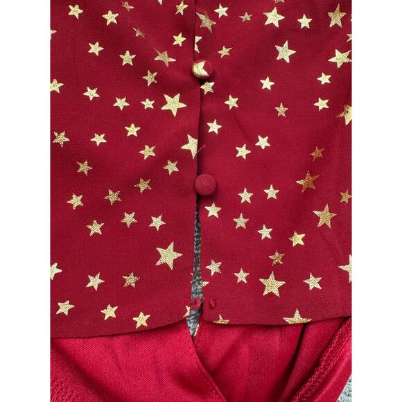 Boohoo Star Print Cut Out Skater Dress Red Gold US Size 8 - Picture 5 of 11